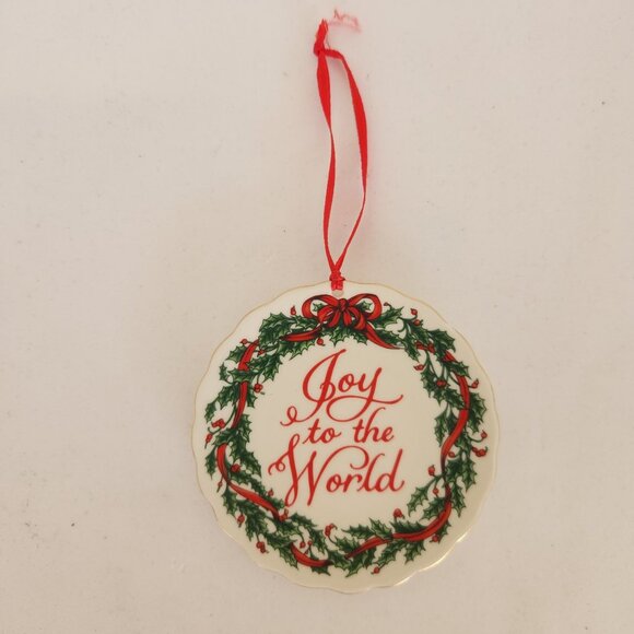 Vintage Dicksons Christmas Ornament Mini Plate Joy To The World Ceramic Round - Picture 2 of 5